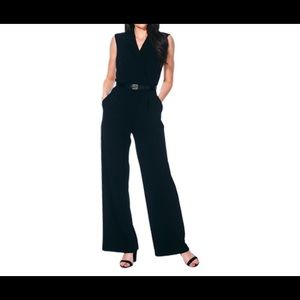 Calvin Klein V-Neck Jumpsuit Black Flare Size 2
